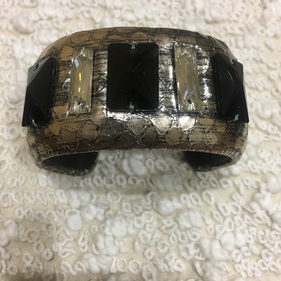 Cole Haan Leather Cuff With Swarovski Elements - Picture 1 of 4